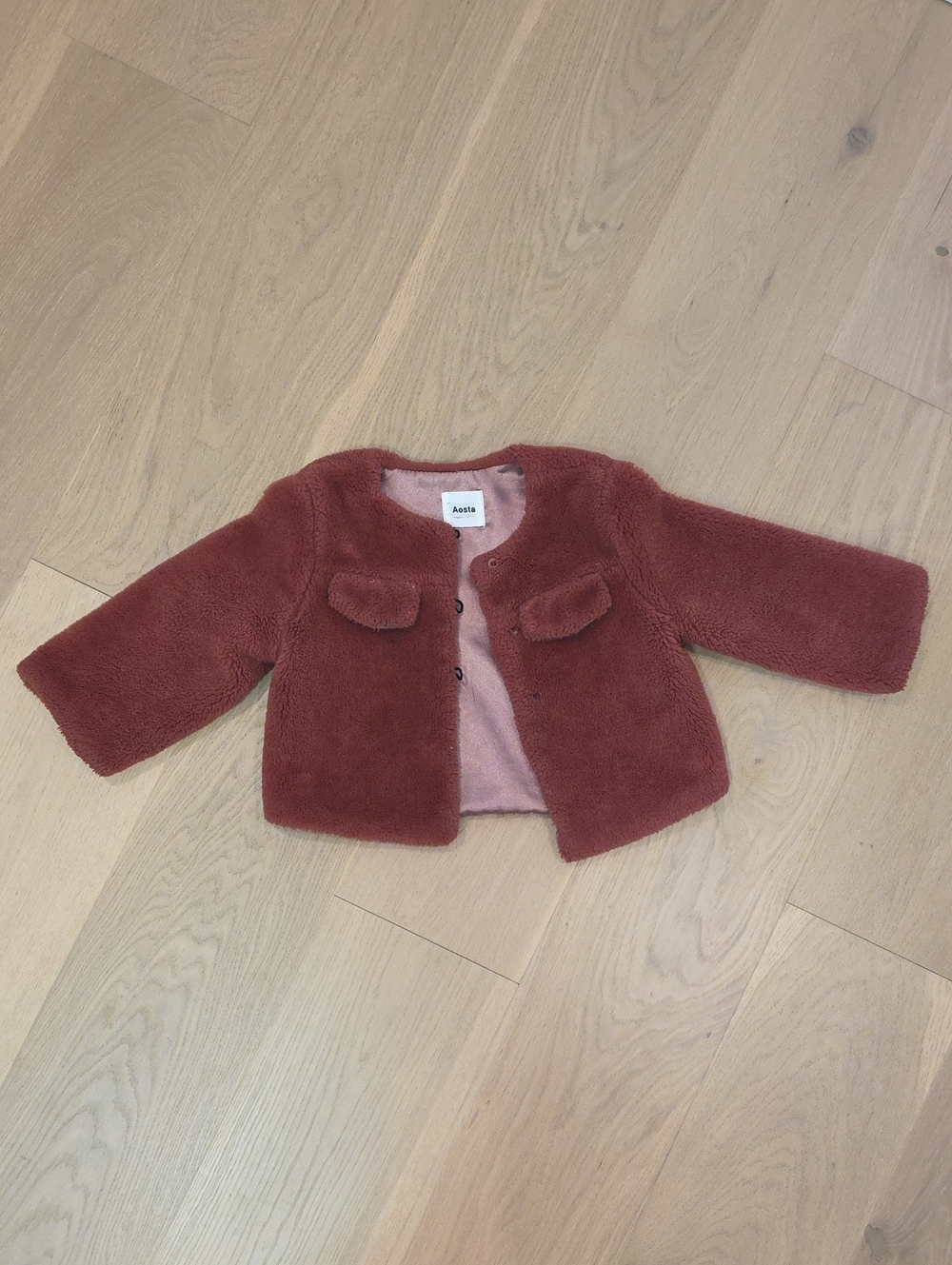Cozy Faux-Fur Kids Jacket in Dusty Rose 2-4T